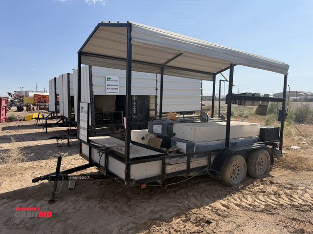 Lot 1-18157 - (1) 2012 Assembled Hand Wash Trailer, tandem axle, 83" x 14-1/2' steel frame wood load bed, poly tan...