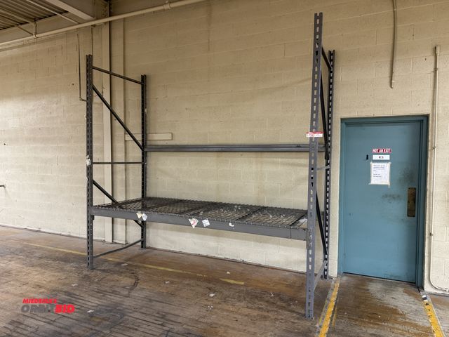 Lot 1-7262 - (3) Section Of Pallet Racking, includes: (8) Uprights, (16) Various Size Cross Beams &amp; Mesh-Wire...