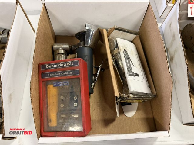 Lot 1-18471 - (1) Fowler, item #52-483-888, deburring kit with case, (1) Central Pneumatic 1/4" air angle die grin...