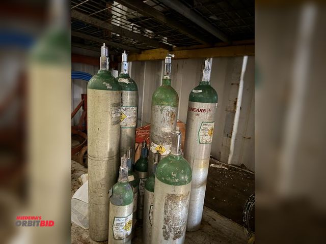 Lot 1-2976 - Lot of 10 assorted oxygen bottles, (4) are 24", (1) 16", and (5) are approx. 12".