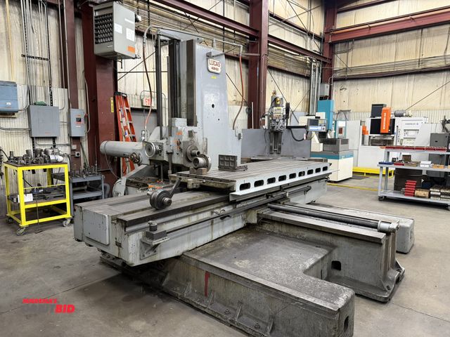 Lot 1-15267 - (1) 1956 Lucas 42B-120, horizontal boring mill, 40" x 110" T-slotted table, 4" diameter, 1200 RPM sp...