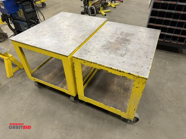Lot 1-15174 - (1) heavy duty cart, 32" x 24" x 30.5" tall, (1) 28" wide x 36" long x 30.5" tall, both with metal c...