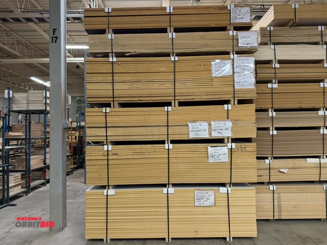 Lot 1-17436 - Lot of (6) bundles of MDF and particle board, details shown on tags in photos, winning bidder respon...