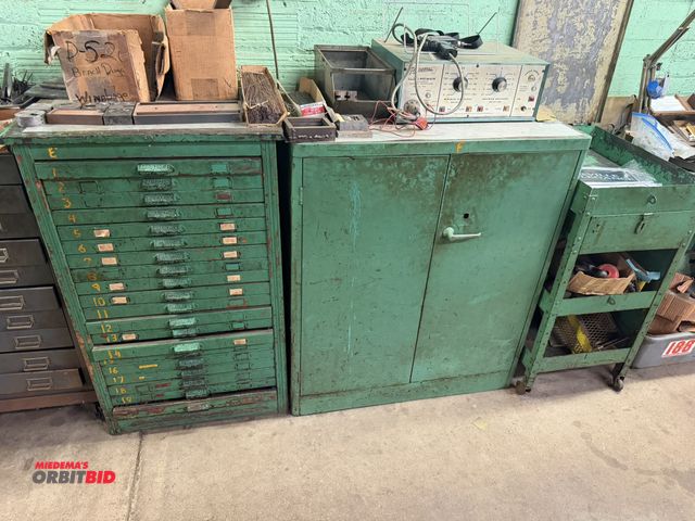 Lot 1-18615 - (1) Hamilton 26.5" width x 43" height x 21.5" depth wood cabinet with 19 drawers, (1) 36" width x 42...