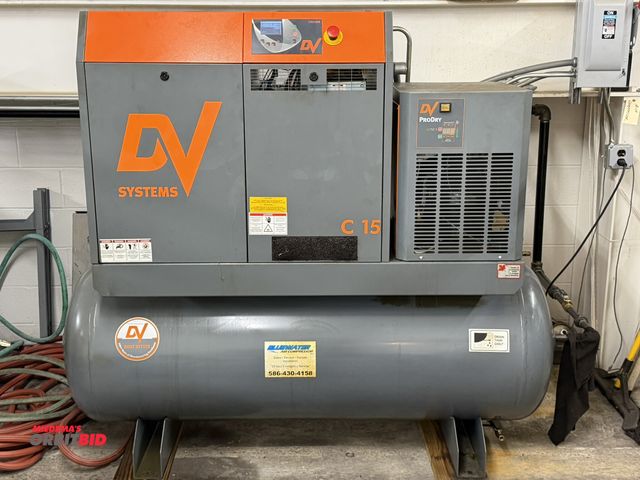 Lot 1-10376 - (1) DV Systems, model C15TDVSD, S/N 084078, rotary screw type air compressor, 15 HP, integrated ASD6...