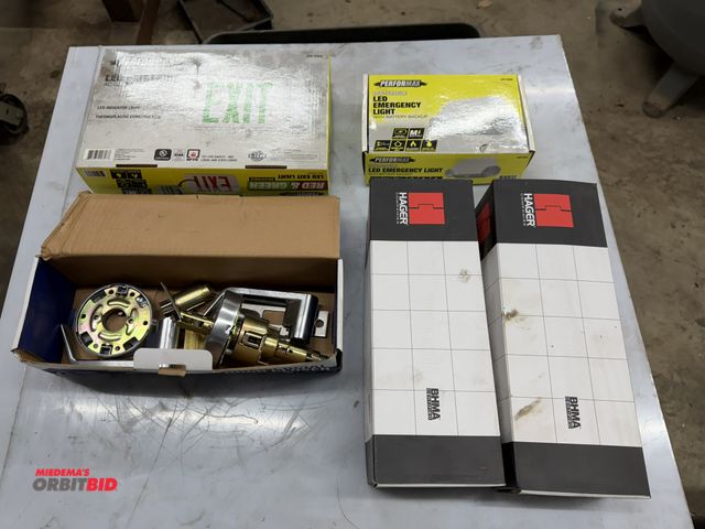 Lot 1-1396 - Lot including (1) new Performax LED Exit light (AC only) with thermoplastic construction, (1) Perfor...