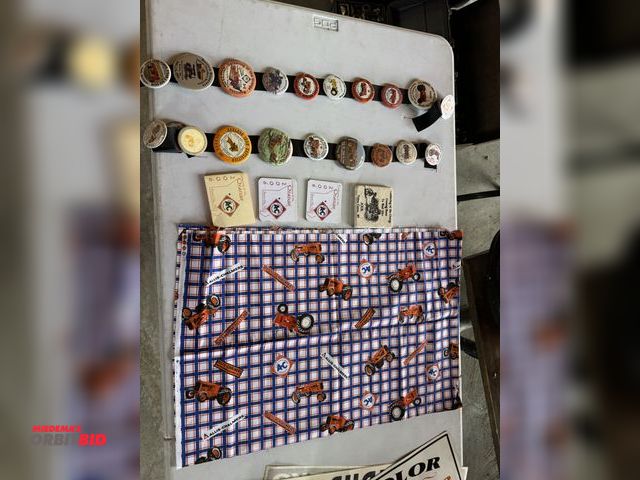 Lot 1-12292 - (1) Allis-Chalmers tablecloth, pins, and more