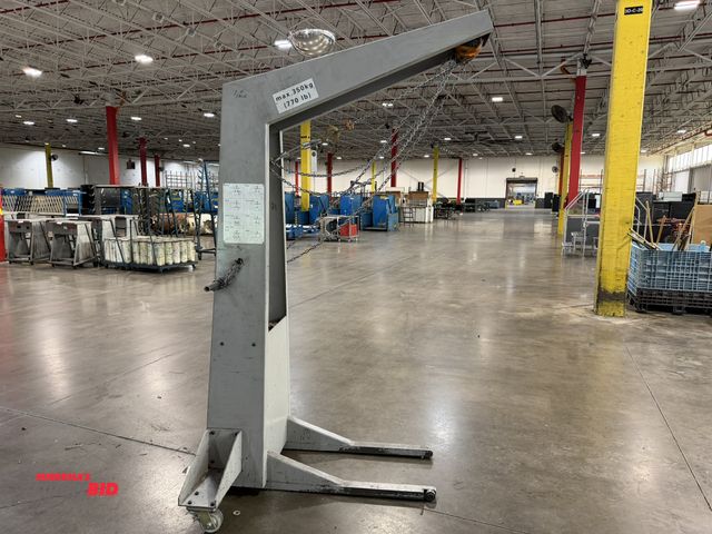 Lot 1-5436 - (1) Muller Martini, 770 lb. max capacity, heavy duty portable crane/hoist with 500 lb. capacity chai...