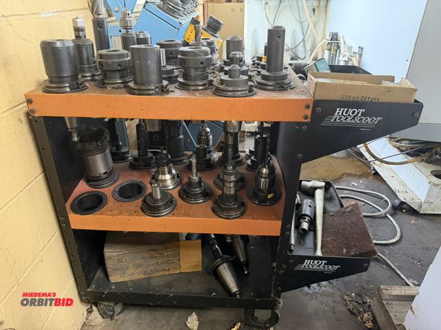 Lot 1-11099 - (1) Huot tool scoot, approx. 37" length x 35" height x 18" depth 3-tier tool cart with approx. (36) ...