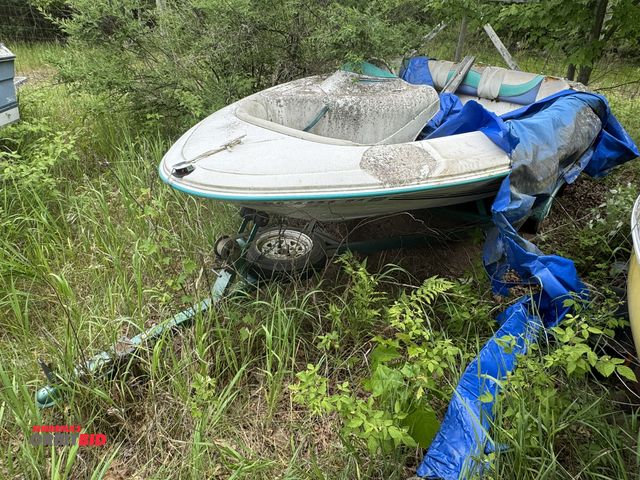 Lot 1-6578 - (1) said to be a Rush XP Jet boat, approx. 14', for parts or repair, single axle trailer, severe wea...