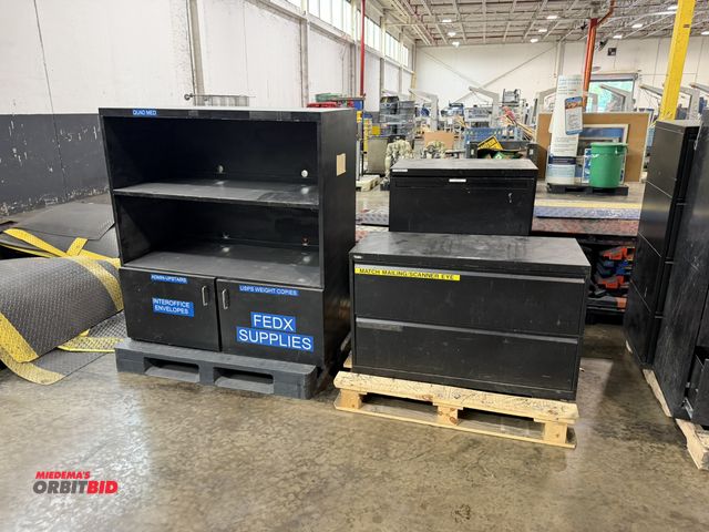 Lot 1-5560 - (1) 48" width x 52" height x 24" depth wood composite storage cabinet with 2 lower doors, (1) 42" wi...