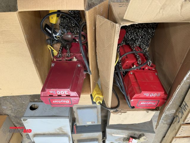 Lot 1-16792 - Lot of 2 Dayton chain falls, includes (1) 800 lb. capacity, 115V, pendant controls, and (1) 300 lb. ...