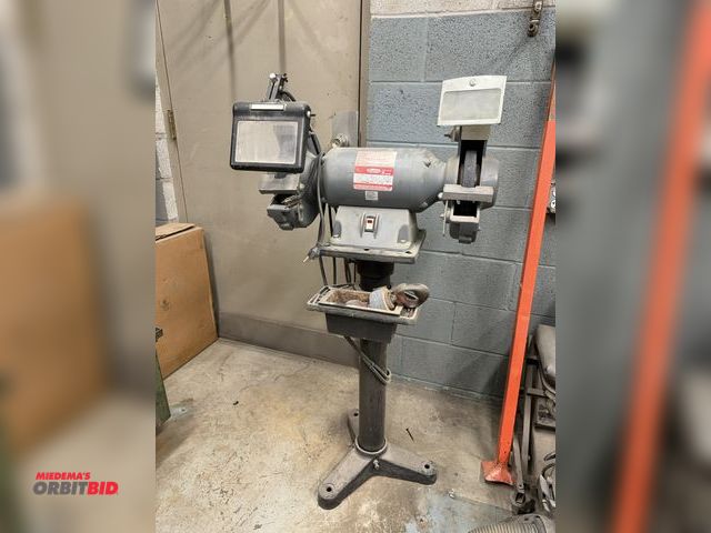 Lot 1-17100 - (1) Dayton dual pedestal grinder, 1 HP, 3/4" arbor, 115V, in working condition.