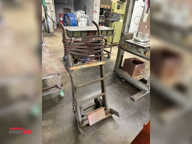 Lot 1-6421 - (1) oxygen/acetylene tank cart with approx. 20' of hose, (2) torch heads, safety glasses, adjustable...