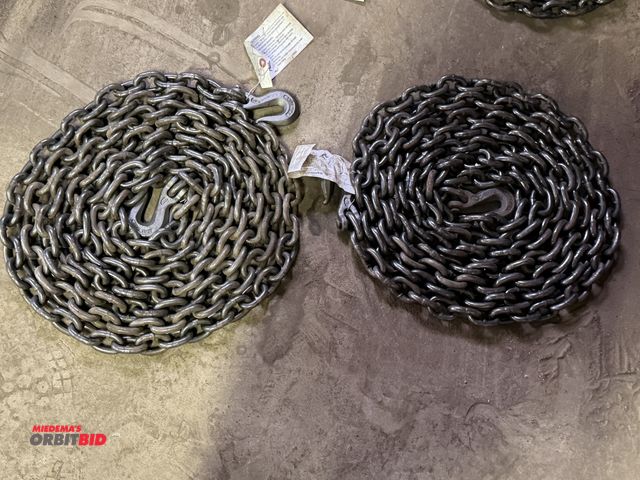 Lot 1-18172 - Lot of (2) unused 20' sections of chain with 3/8" hook on either side.