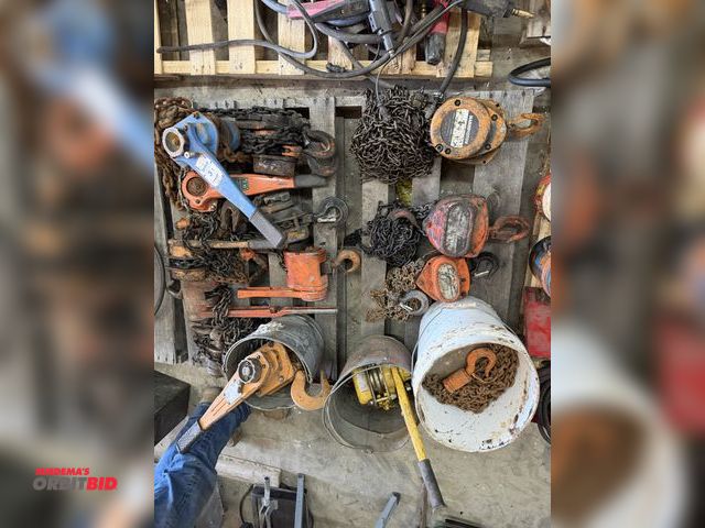 Lot 1-1409 - (1) skid of assorted used lever hoist type come alongs, and (3) various chain fall hoists, working c...