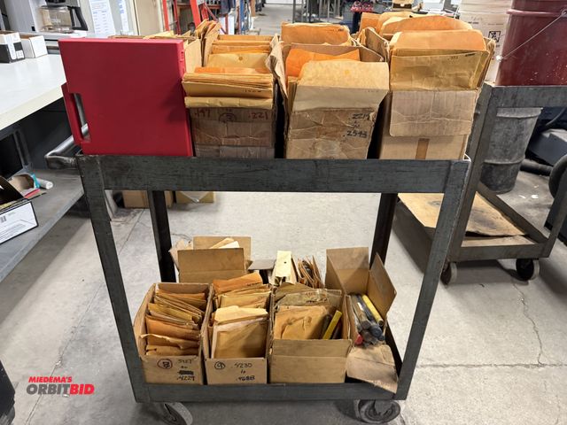 Lot 1-1875 - (1) 30" width x 34.5" height x 16" depth, 2-tier steel utility cart with contents, including various...