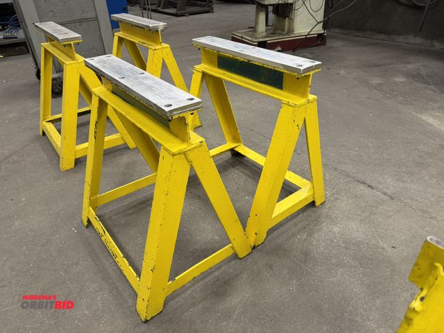 Lot 1-15181 - Lot of (2) heavy duty metal saw horses, 24" long x 4" wide x 26.5" tall.