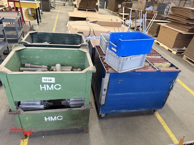 Lot 1-17384 - Lot of assorted clock componments, including pendulum weights, and (1) small tote with mostly C-size...