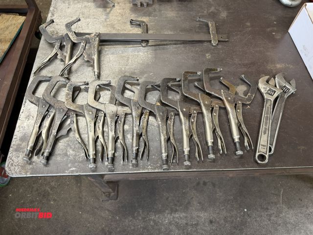 Lot 1-6439 - Lot of Vice Grip brand welding clamps, and (2) adjustable 12" crescent wrenches.