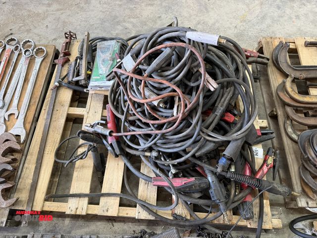 Lot 1-1410 - (1) skid of assorted welding leads and ground cables, no other info available.