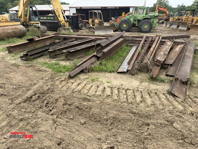 Lot 1-18341 - Large lot of heavy duty steel I-beams, assorted sizes and lengths, includes channel steel, and much ...