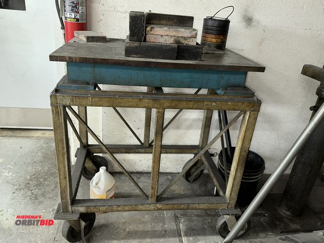 Lot 1-17762 - (1) approx. 36" width x 24" depth x 1" thick steel plate on a heavy duty steel base mounted to a 37"...