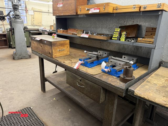 Lot 1-1701 - (1) steel shop table, 72" x 30" with upper shelves.