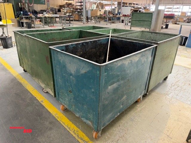 Lot 1-16271 - Lot of (6) 44" length x 35" height x 34" depth steel scrap hoppers.