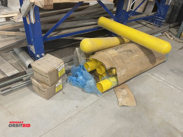 Lot 1-18798 - Lot of (10) assorted plastic concrete pole covers, 48" tall x 7" diameter and 5" diameter, and (2) b...