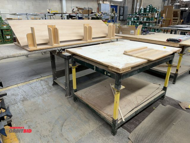 Lot 1-16269 - (1) 60" width x 29.5" height x 30" depth steel work bench, and (2) 48.5" x 35.5" width x 8" tall ste...