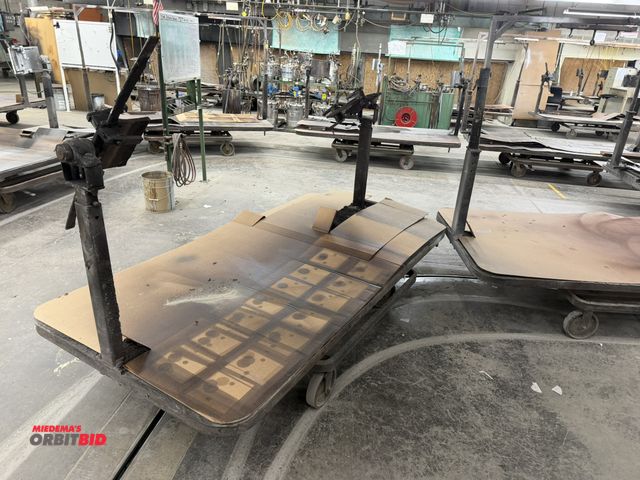 Lot 1-17176 - Lot of (22) 8' long x 17" high x 4' wide curing oven rail cars with rotating tops (several different...