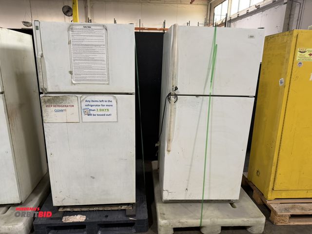 Lot 1-5529 - (1) General Electric, and (1) Roper 29" width x 65" height x 29" depth refrigerators/freezers, model...