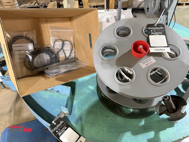 Lot 1-102521 - Lot of assorted Kwik-lok parts, lock reels, label reels, belts, and bearings
