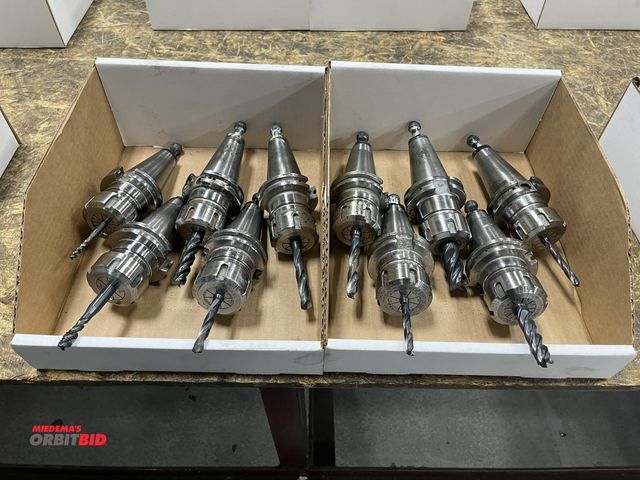 Lot 1-19380 - Lot of (10) Pioneer Cat 40 tool holders, collet style with assorted drills.