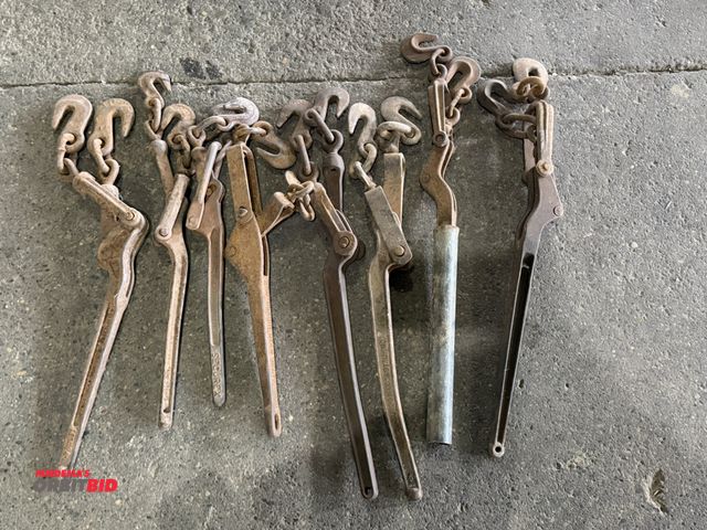 Lot 1-1132 - Lot of (8) heavy duty chain binders.