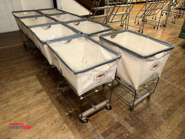 Lot 1-4933 - (7) Dandux 3-bushel canvas product carts, (1) Dandux 4-bushel canvas product cart.