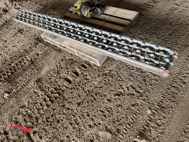 Lot 1-18302 - Lot of (2) sections of roller conveyor, approx. 10' long x 12" wide x 10" roller path.