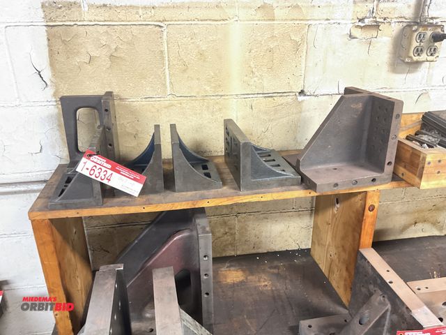 Lot 1-6334 - Lot of (6) assorted right angles, 8" x 8" x 8",  8 1/4" x 6" x 5" tall, 6 1/4" x 4.5" x 5 1/4", and ...