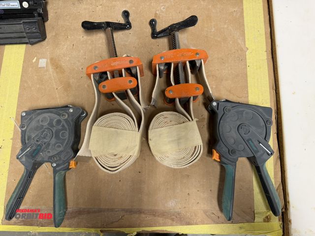 Lot 1-16134 - Lot including (2) Wolfcraft hand held ratcheting strap binders, and (2) Jorgensen 62" crank style ra...