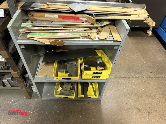 Lot 1-12468 - (1) 26" width x 36" height x 12" wood stand with assorted metals.