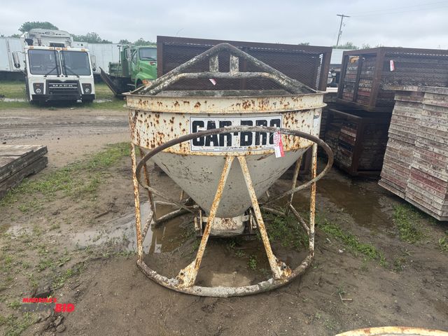 Lot 1-19720 - (1) Gar-Bro Equipment, Item #454-R, concrete chute bucket, max. gross weight 11,100 lbs., approx. 69...