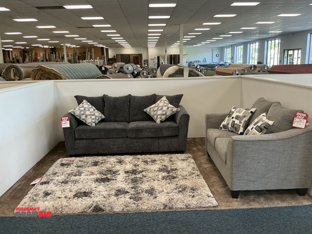 Lot 1-17193 - Simmons upholstery couch  72” x 36” deep with (2) pillows and Hughes Furniture love seat couch  60” ...
