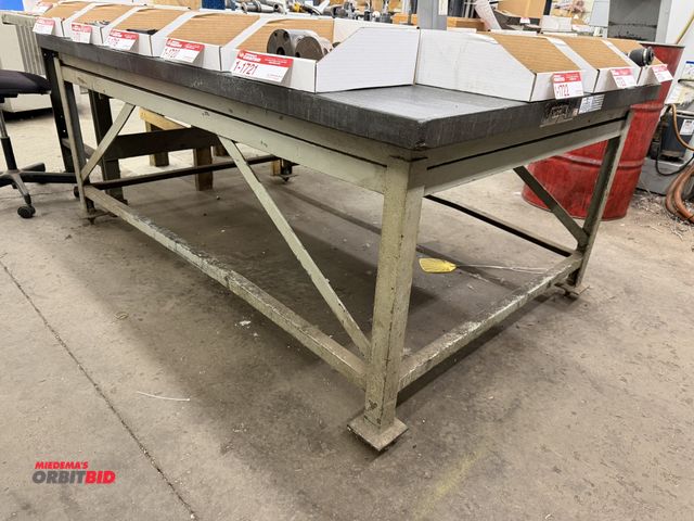 Lot 1-1750 - (1) steel framed, granite top reference table, 72" x 48" with 2" thick granite top, heavy duty steel...