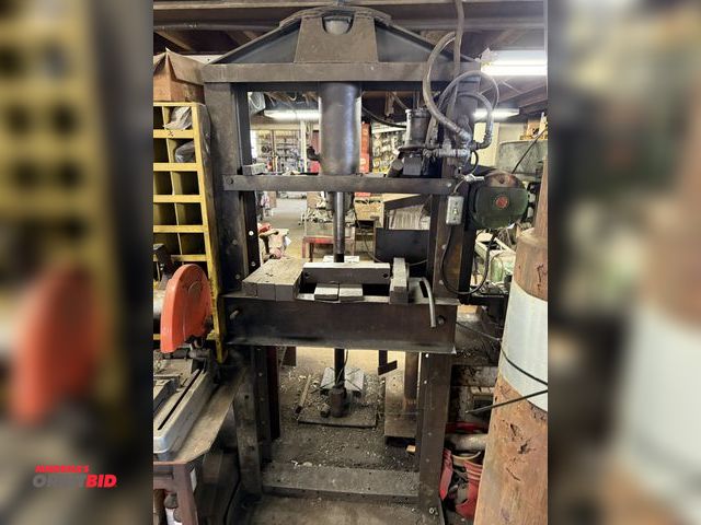 Lot 1-18581 - (1) large, custom made heavy duty hydraulic H-press, 40" wide x approx. 93" tall, 110V, in working c...