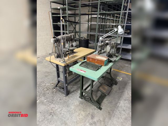 Lot 1-7237 - Lot Of (1) Apex Cbz65 Sewing Machines W/Table &amp; Foot Pedal Control; And (1) Consew  329R-1 W/ Ta...