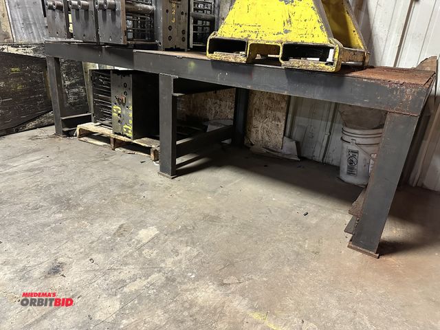 Lot 1-14406 - (1) 97-1/2" length x 29" height x 35-1/2" depth heavy duty steel table, contents not included