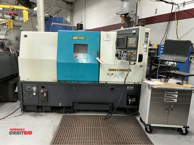 Lot 1-19118 - (1) 2000 Takisawa, model EX-110, CNC turning center, 15" swing, 28" distance between centers, 3" dia...