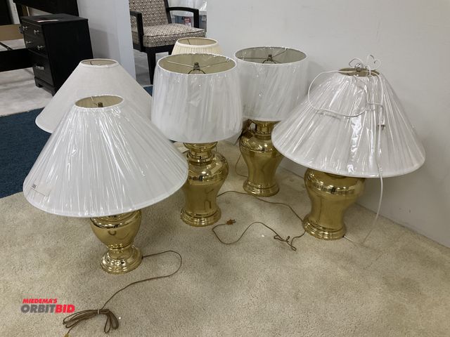 Lot 1-17259 - Lot of (6) assorted metallic gold lamps