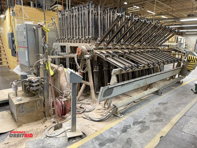 Lot 1-16336 - (1) Doucet, model RT100, approx. 14' width x 34" depth multiple unit panel gluing machine with contr...